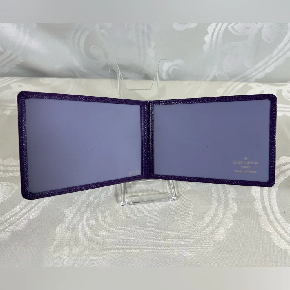 1084: Louis Vuitton Taiga Leather Card Case ID Holder Purple